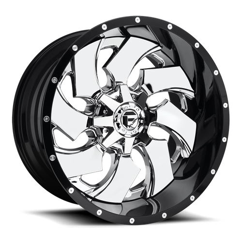 22x10 fuel off road d240 cleaver chrome plated gloss black lip wheel 6x5.5 bolt pattern 13mm offset