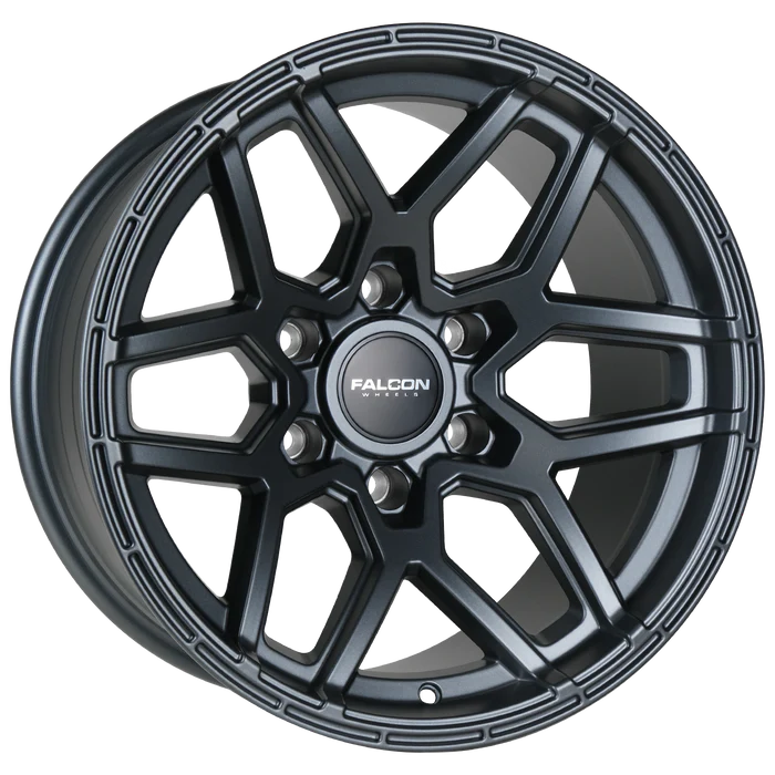 17x9 Falcon Wheels T9 Atlas Full Matte Gunmetal Wheel 6x5.5 Bolt Pattern -25mm Offset