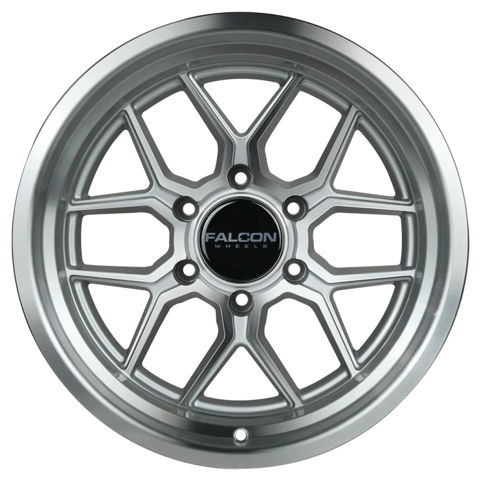 17x9 Falcon Wheels TX1 Apollo Silver W/Full Machined Face Wheel 6x5.5 Bolt Pattern -25mm Offset