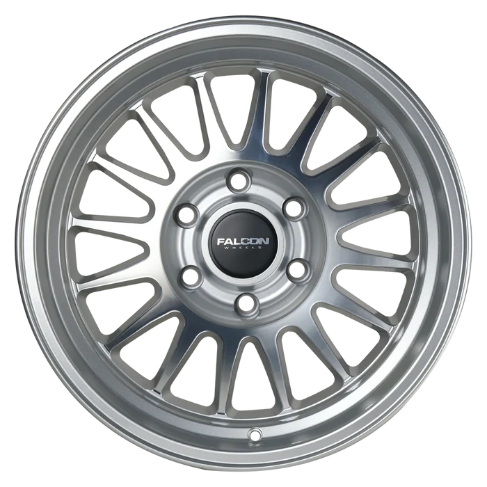 17x9 Falcon Wheels TX2 Stratos Silver W/Full Machined Face Wheel 6x5.5 Bolt Pattern -12mm Offset