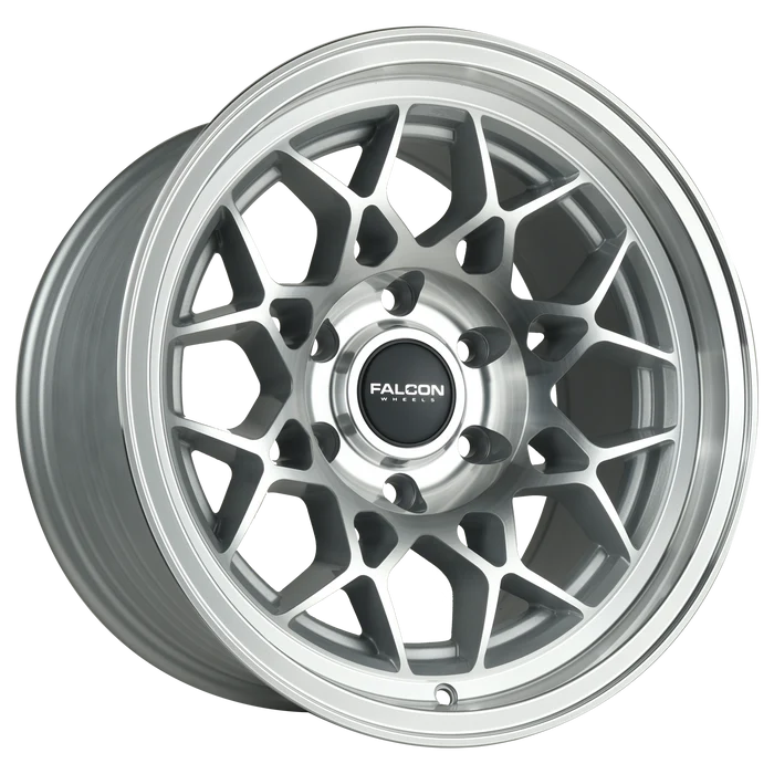 17x9 Falcon Wheels TX3 Evo Silver W/Full Machined Face Wheel 6x5.5 Bolt Pattern -12mm Offset