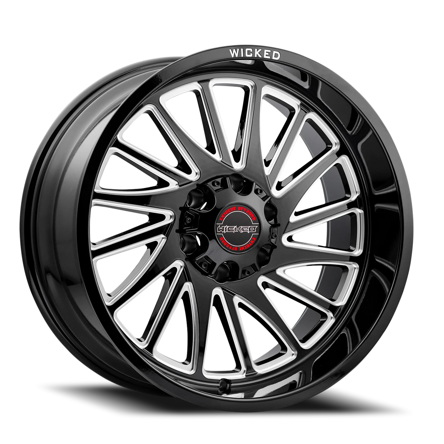 20x10 Wicked Off-Road W936 Gloss Black Milled Wheel 6x5.5 Bolt Pattern -19mm Offset
