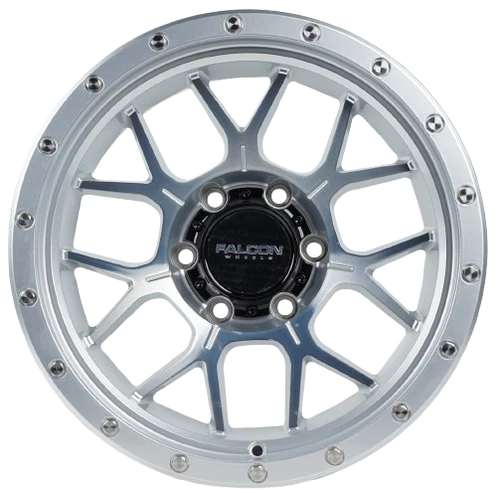 17x9 Falcon Wheels TX Titan Silver W/Machine Face Wheel 6x5.5 Bolt Pattern -12mm Offset