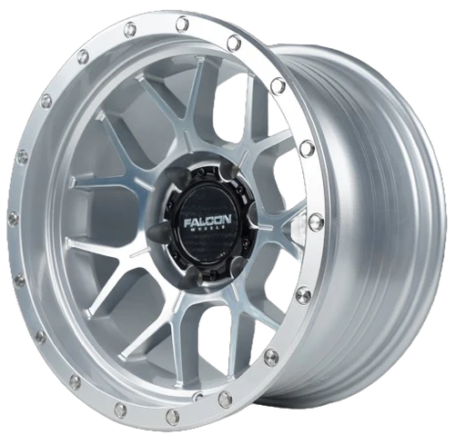 17x9 Falcon Wheels TX Titan Silver W/Machine Face Wheel 6x5.5 Bolt Pattern -12mm Offset