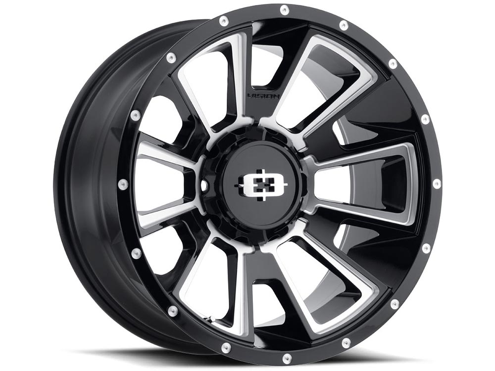 20x9 Vision 391 Rebel Black Milled Wheel 6x5.5 Bolt Pattern 12mm Offset