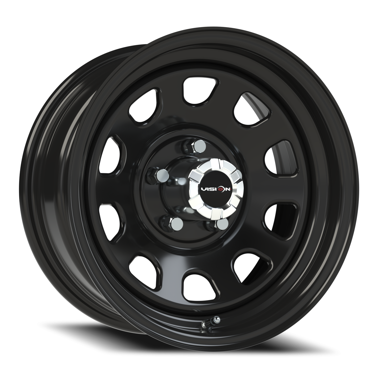15x7 Vision 84H D Window Gloss Black Wheel 5x4.5 Bolt Pattern -6mm Offset