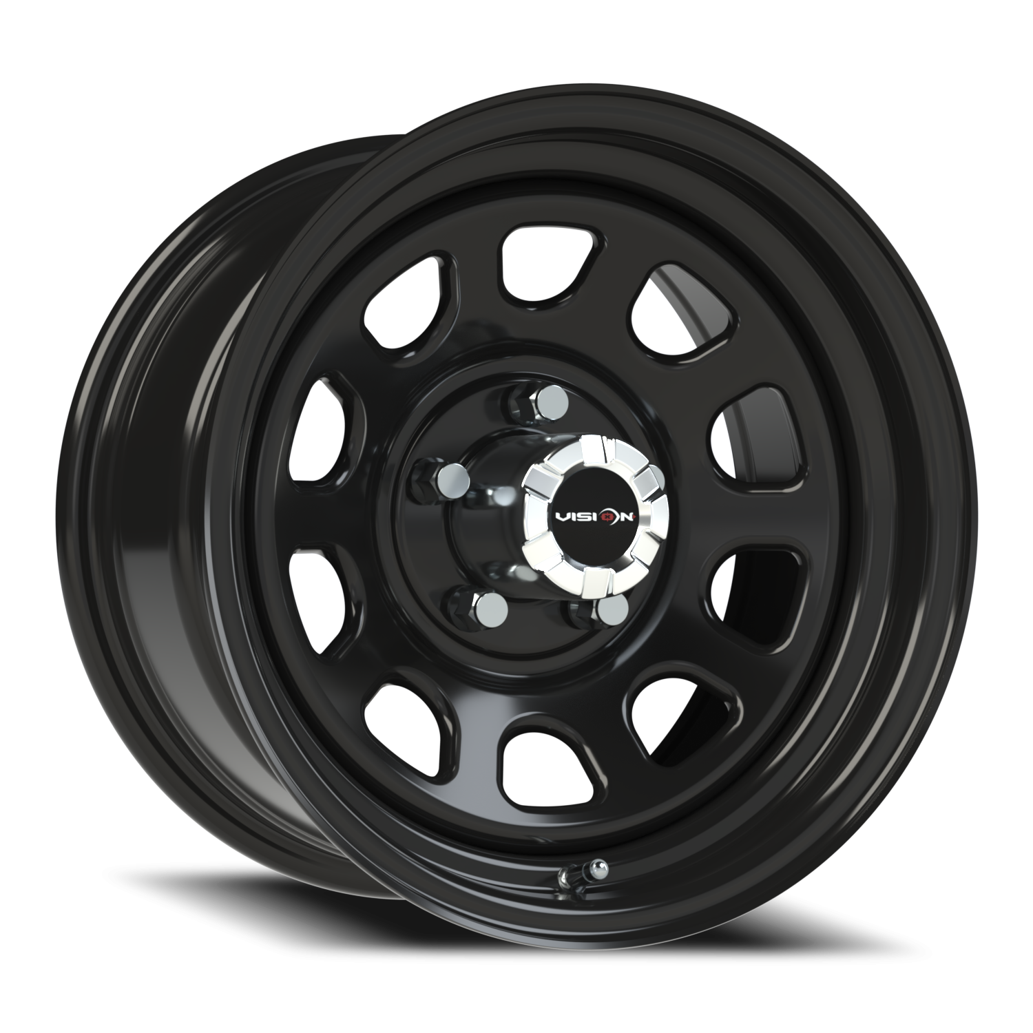 15x8 Vision 84H D Window Gloss Black Wheel 5x4.5 Bolt Pattern 6mm Offset