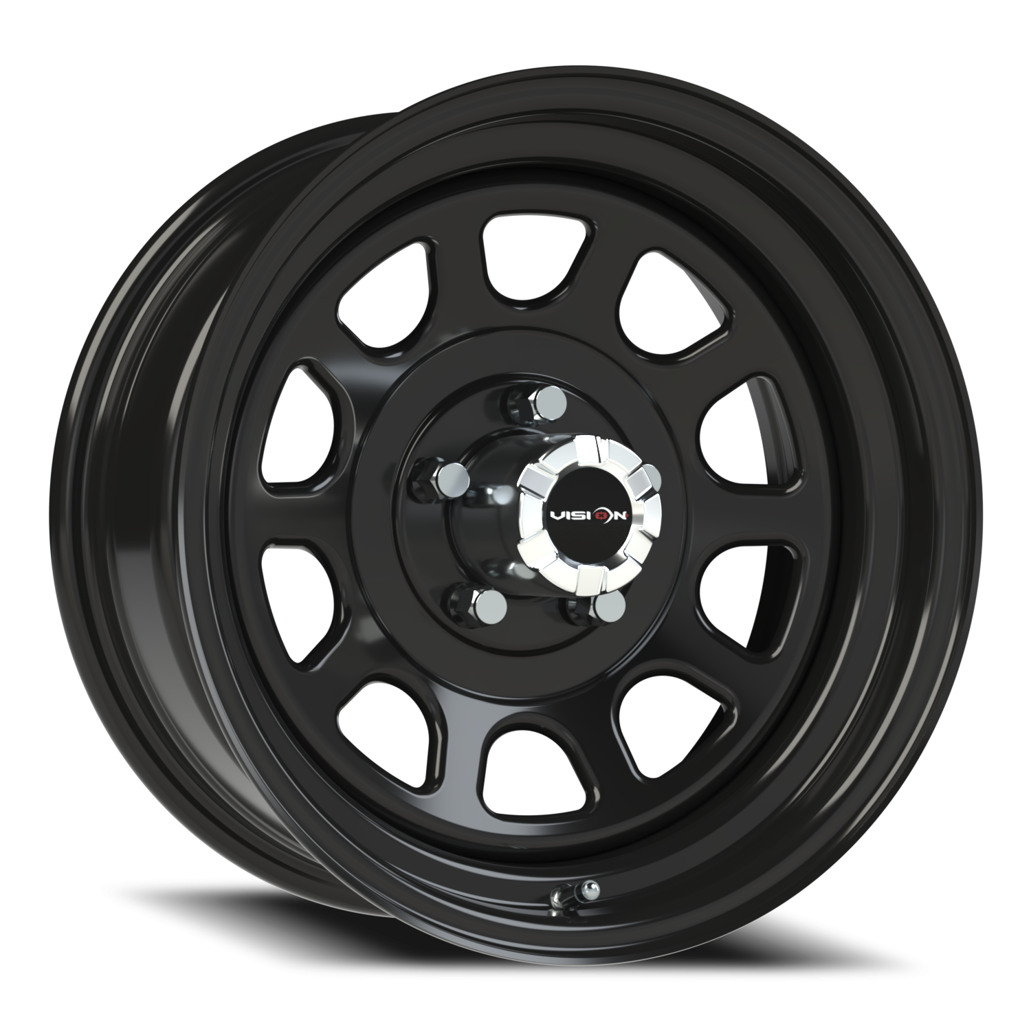 16x7 Vision 84H D Window Gloss Black Wheel 5x4.5 Bolt Pattern 0mm Offset