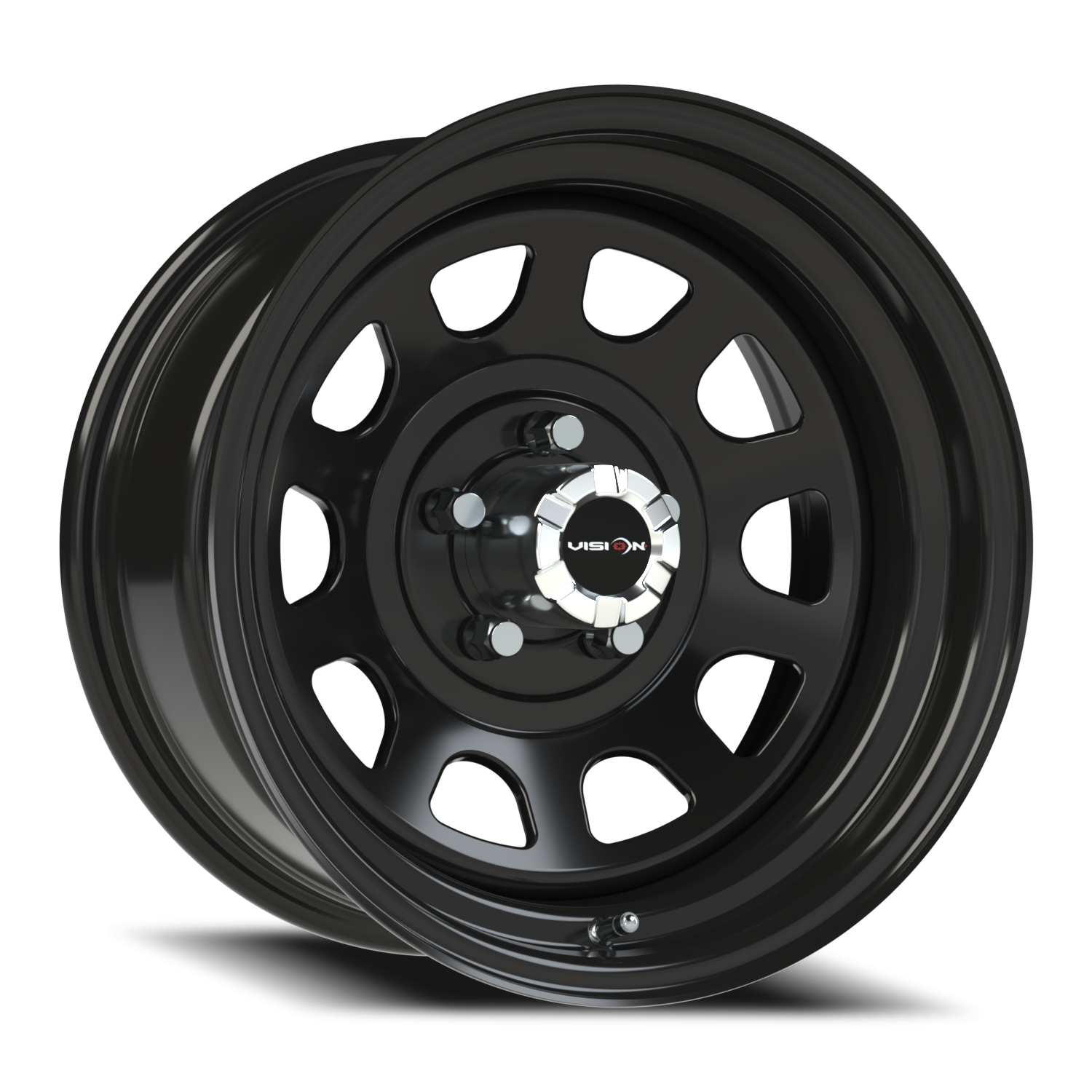 16x8 Vision 84H D Window Gloss Black Wheel 5x4.5 Bolt Pattern 0mm Offset