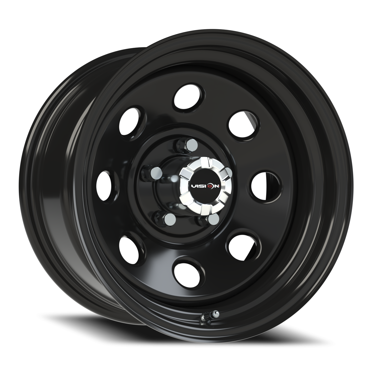 15x8 Vision 85H Soft 8 Gloss Black Wheel 5x4.5 Bolt Pattern -19mm Offset