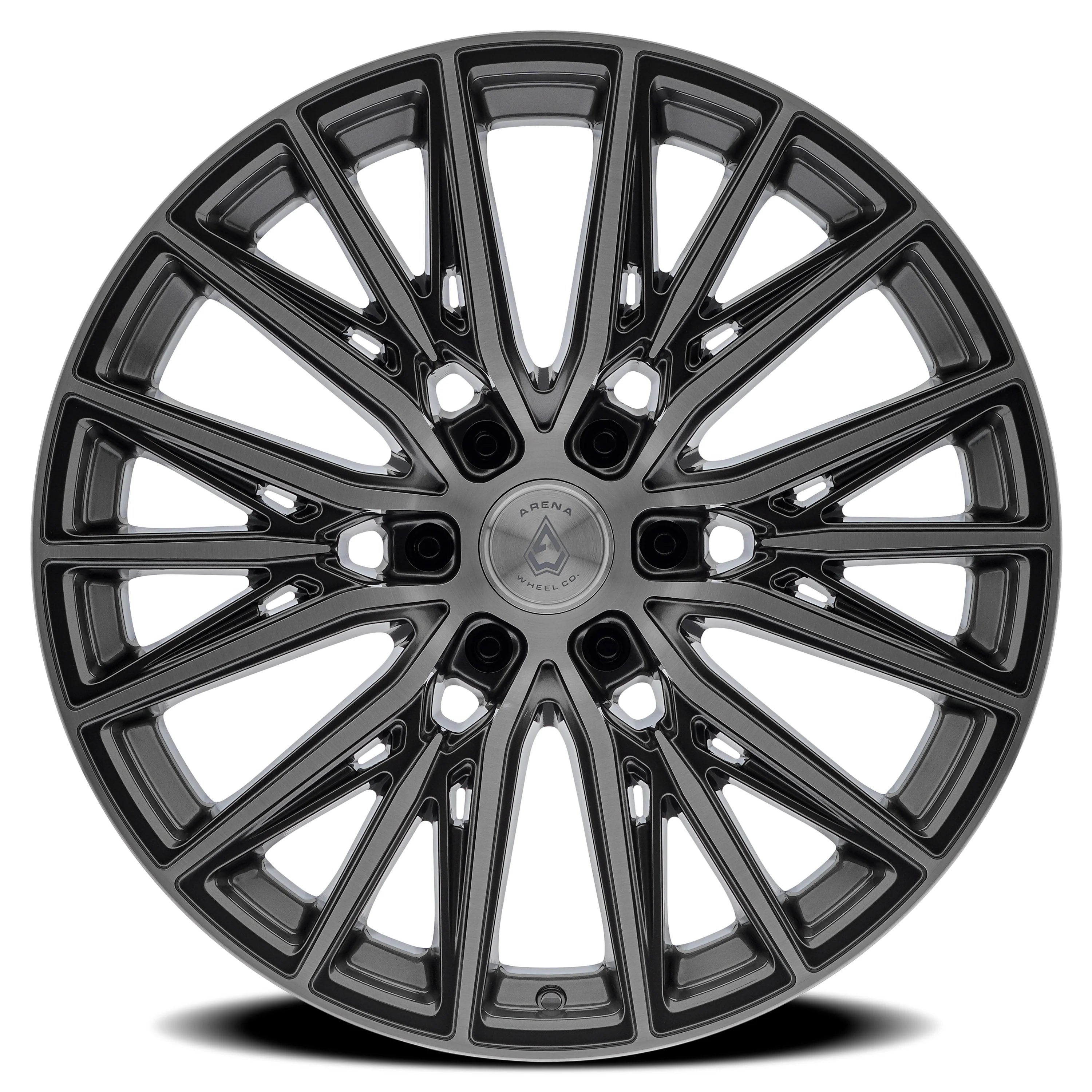 22x9.5 Arena A124 Finesse Gun Metal Brush Wheel 6x5.5 Bolt Pattern +25mm Offset