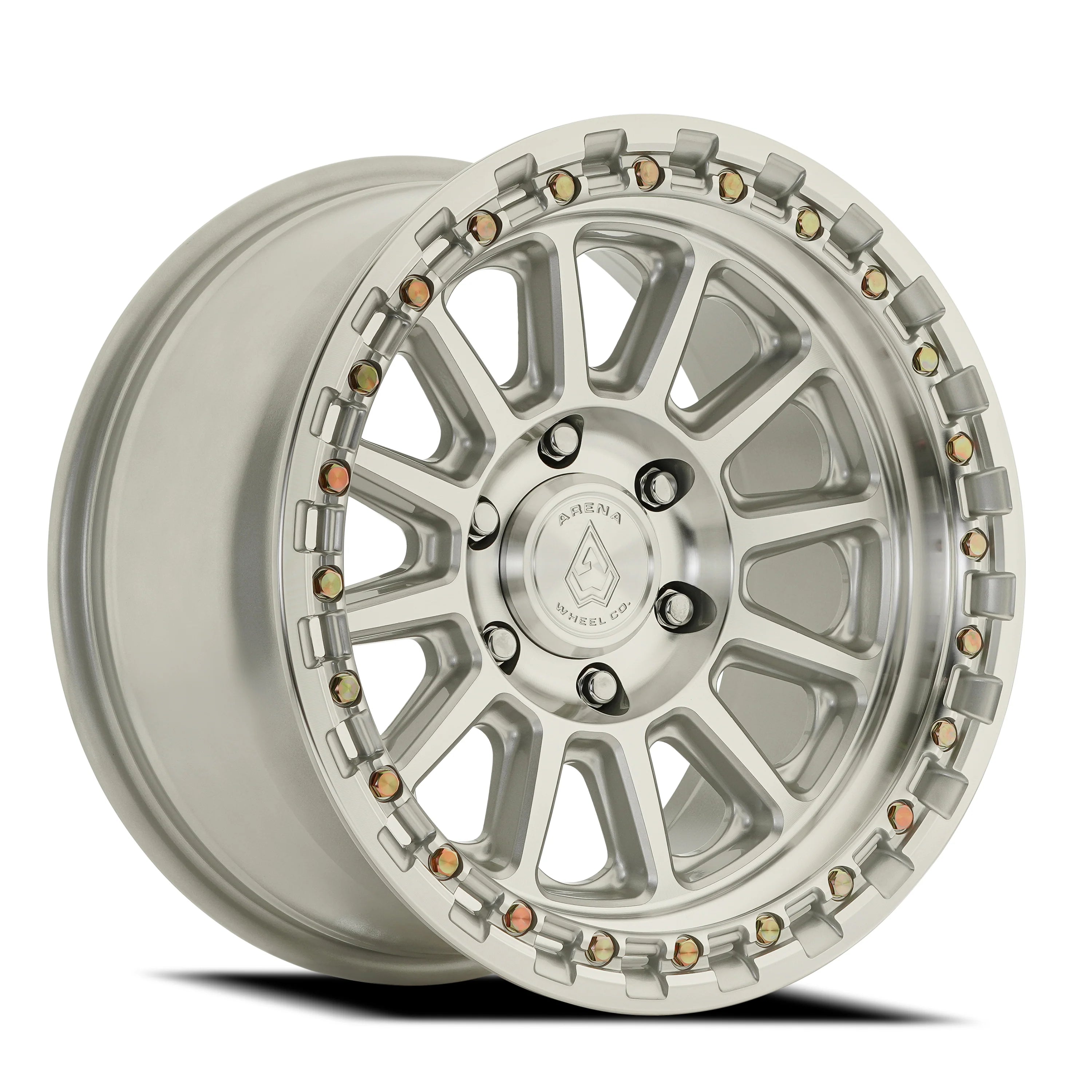 17x8.5 Arena A128 Enduro Silver Machined Wheel 6x5.5 Bolt Pattern 25mm Offset