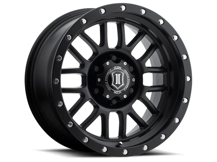 17x8.5 Icon Alloys Alpha Satin Black Wheel 6x5.5 Bolt Pattern 0mm Offset