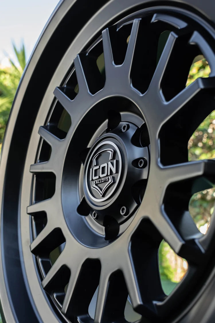 17x8.5 Icon Alloys Anza Satin Black Wheel 6x5.5 Bolt Pattern 0mm Offset