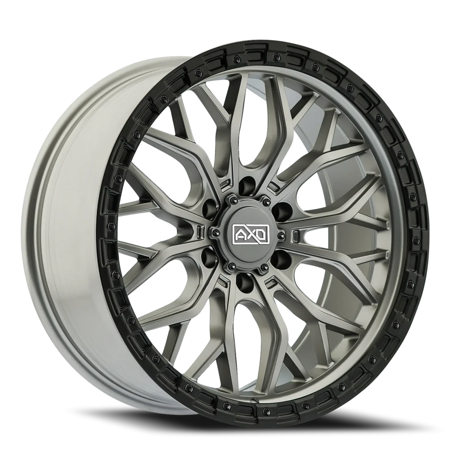 17x8.5 AXD Off-Road AS1 Satin Titanium W/Blk Lip Wheel 6x5.5 Bolt Pattern 0mm Offset
