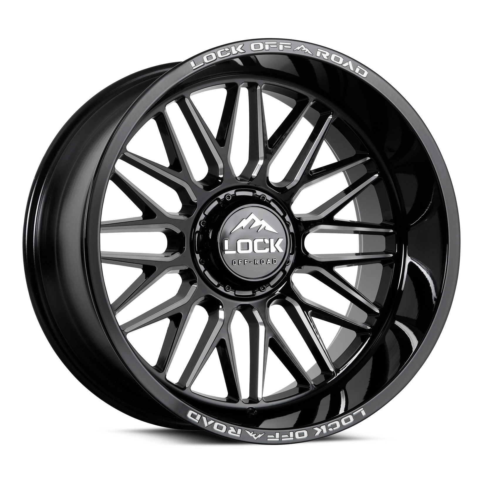 22x12 lock off-road apex gloss black milled wheel 6x5.5 bolt pattern 44mm offset