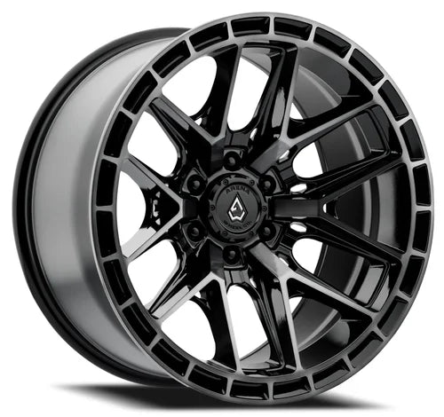 17x9 arena wheel a114 battle glossy black machined ddt face and lip wheel 6x5.5 bolt pattern 12mm offset