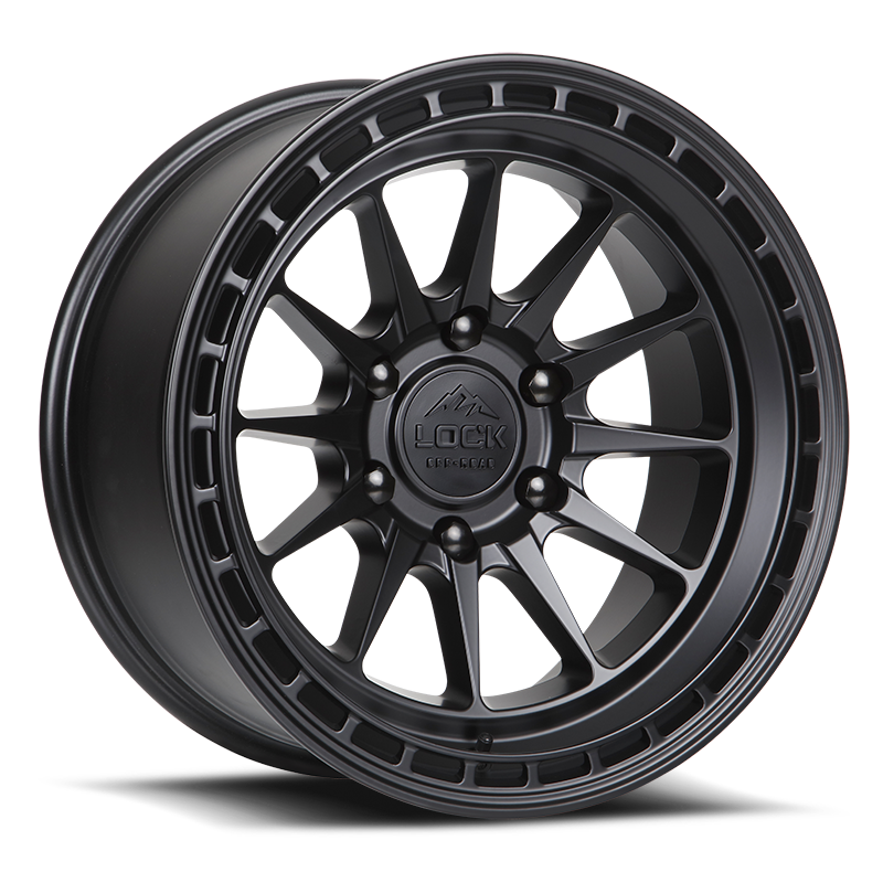 17x9 lock off-road baja matte black w matte black ring wheel 6x5.5 bolt pattern 12mm offset