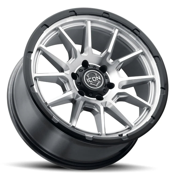 20x9 Icon Alloys Cajon Silver Machined W/Gloss Black Lip Wheel 6x5.5 Bolt Pattern 0mm Offset
