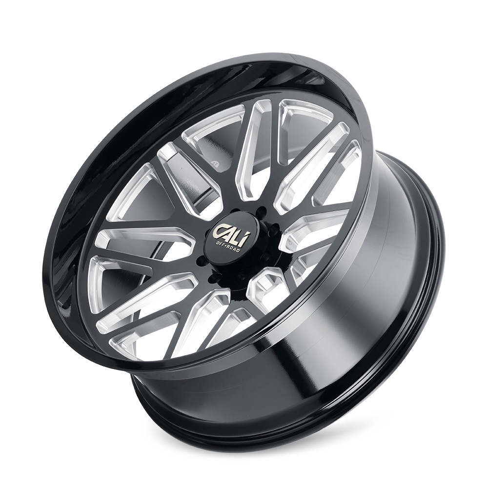 20x10 cali off-road invader gloss black milled wheel 6x5.5 bolt pattern 25mm offset