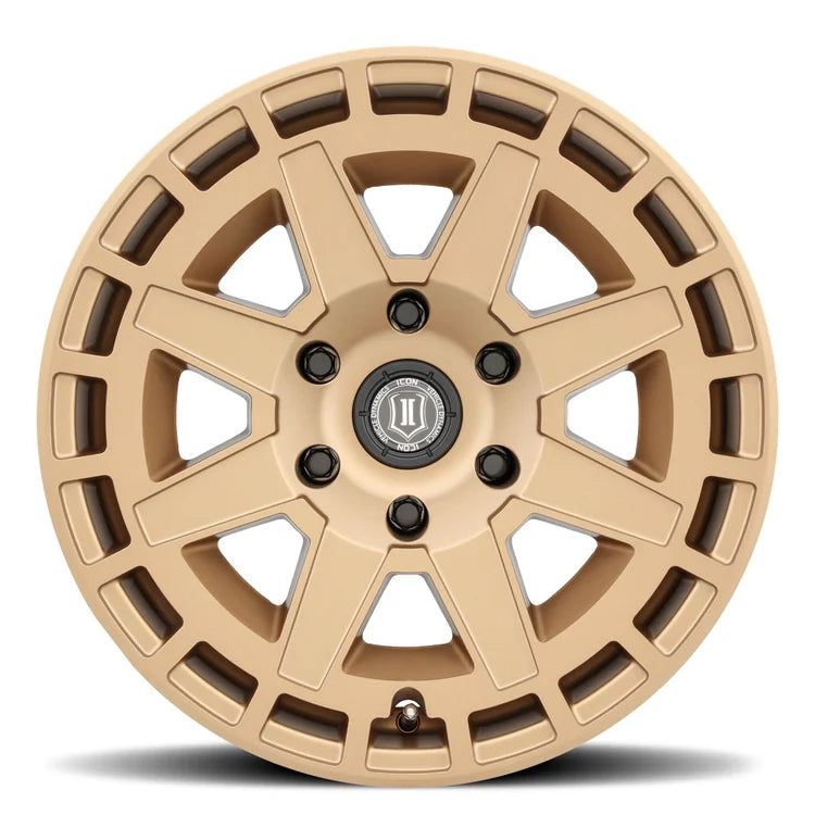 17x8.5 Icon Alloys Compass Satin Brass Wheel 6x5.5 Bolt Pattern 0mm Offset