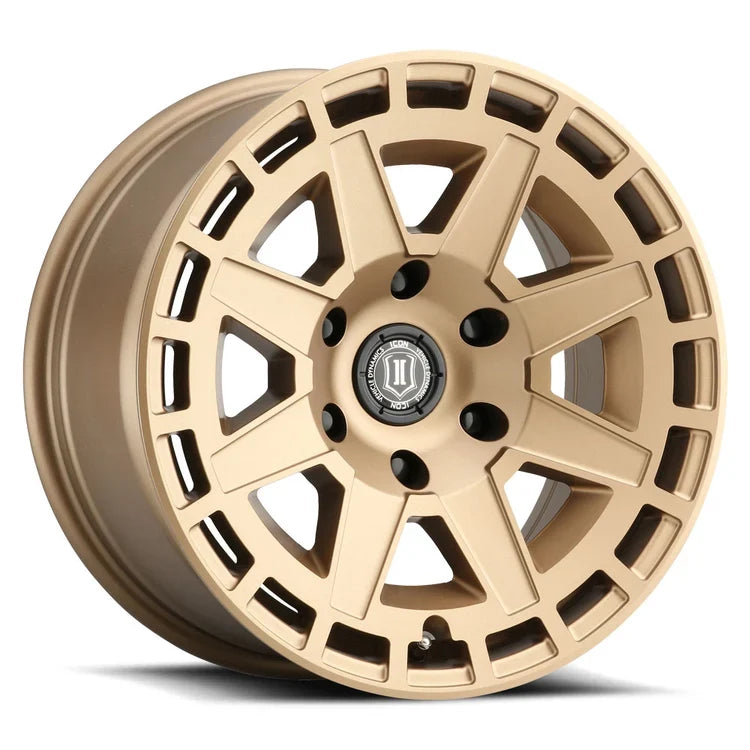 17x8.5 Icon Alloys Compass Satin Brass Wheel 6x5.5 Bolt Pattern 0mm Offset