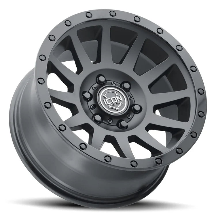 17x8.5 Icon Alloys Compression Double Black Wheel 6x5.5 Bolt Pattern 0mm Offset