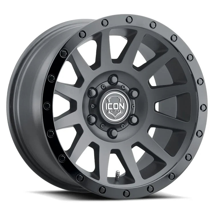 17x8.5 Icon Alloys Compression Double Black Wheel 6x5.5 Bolt Pattern 0mm Offset
