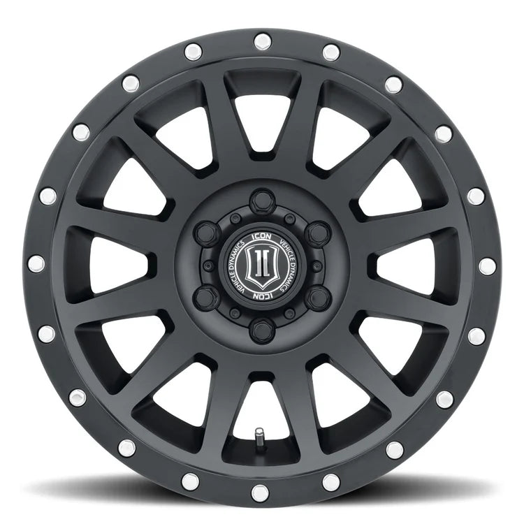 17x8.5 Icon Alloys Compression Satin Black Wheel 6x5.5 Bolt Pattern 0mm Offset