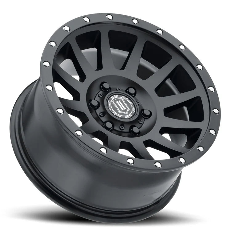17x8.5 Icon Alloys Compression Satin Black Wheel 6x5.5 Bolt Pattern 0mm Offset