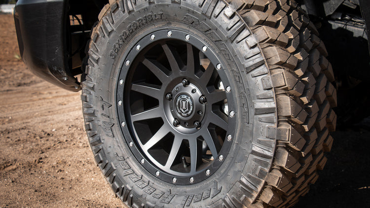 17x8.5 Icon Alloys Compression Satin Black Wheel 6x5.5 Bolt Pattern 0mm Offset