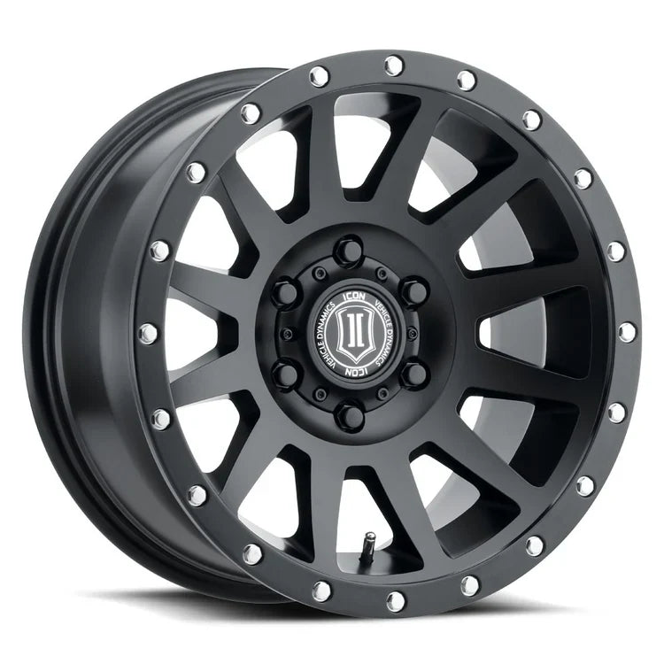 17x8.5 Icon Alloys Compression Satin Black Wheel 6x5.5 Bolt Pattern 0mm Offset