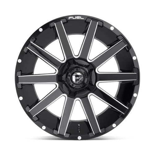 22x10 fuel off road d615 contra gloss black milled wheel 6x5.5 bolt pattern 19mm offset