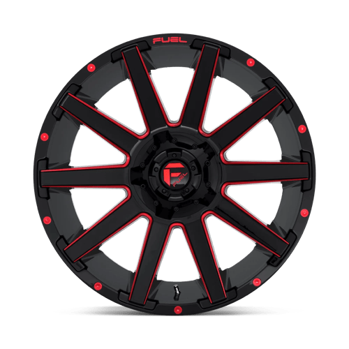 22x10 fuel off road d643 contra gloss black red tinted clear wheel 5x4.5 bolt pattern 18mm offset