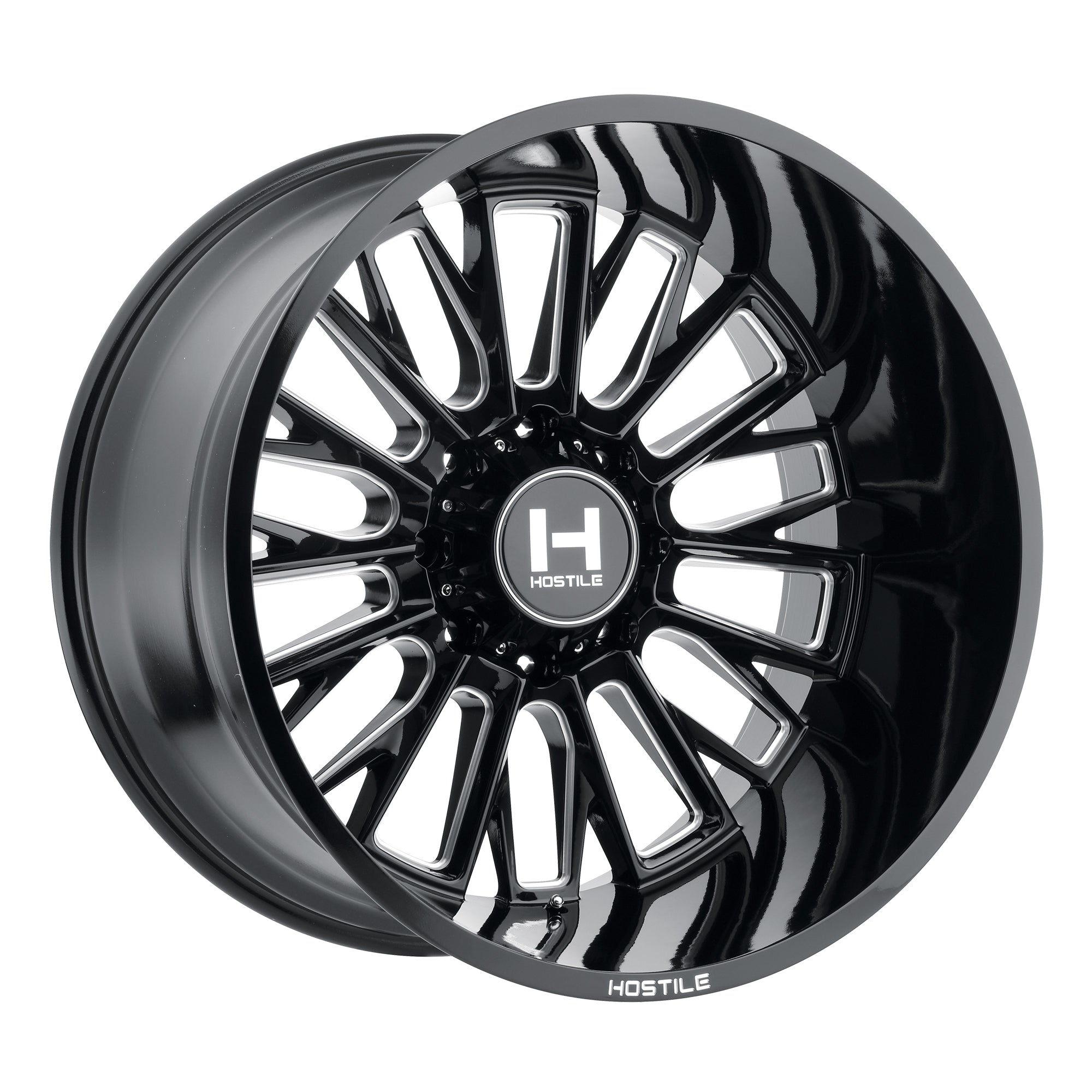 20x9 Hostile Wheels H114 Fury Gloss Black Milled 6x5.5 Bolt Pattern 12mm Offset