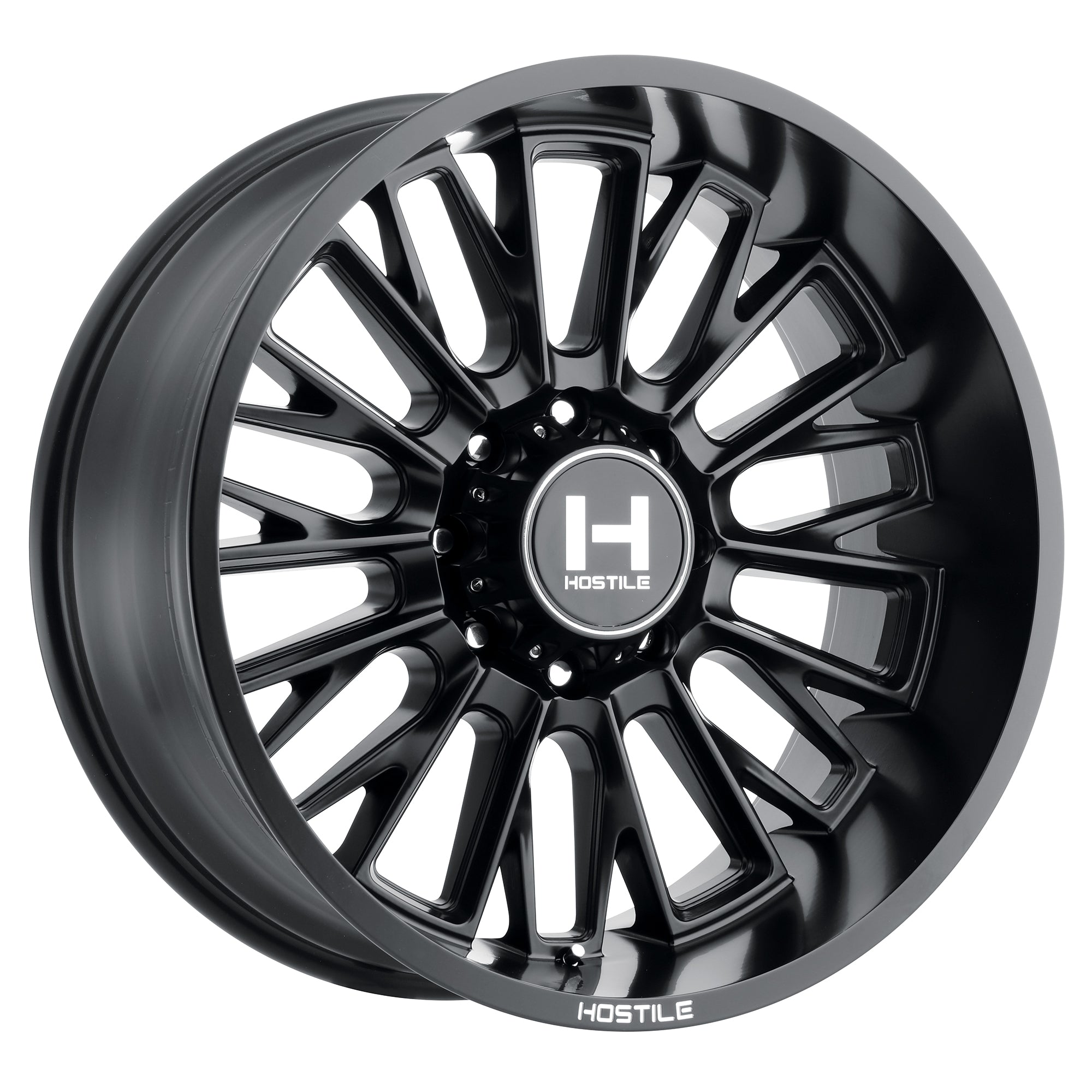 20x9 Hostile Wheels H114 Fury Asphalt Satin Black 6x5.5 Bolt Pattern 0mm Offset
