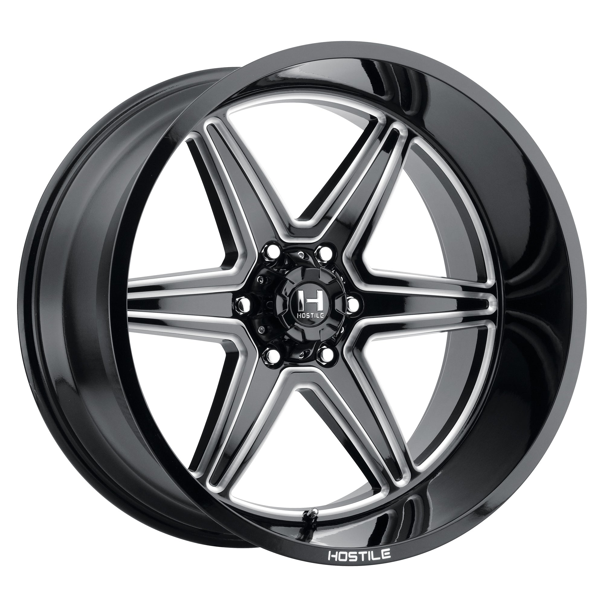 24x14 Hostile Venom H117 Black Milled Wheel 6x5.5 Bolt Pattern -83mm Offset
