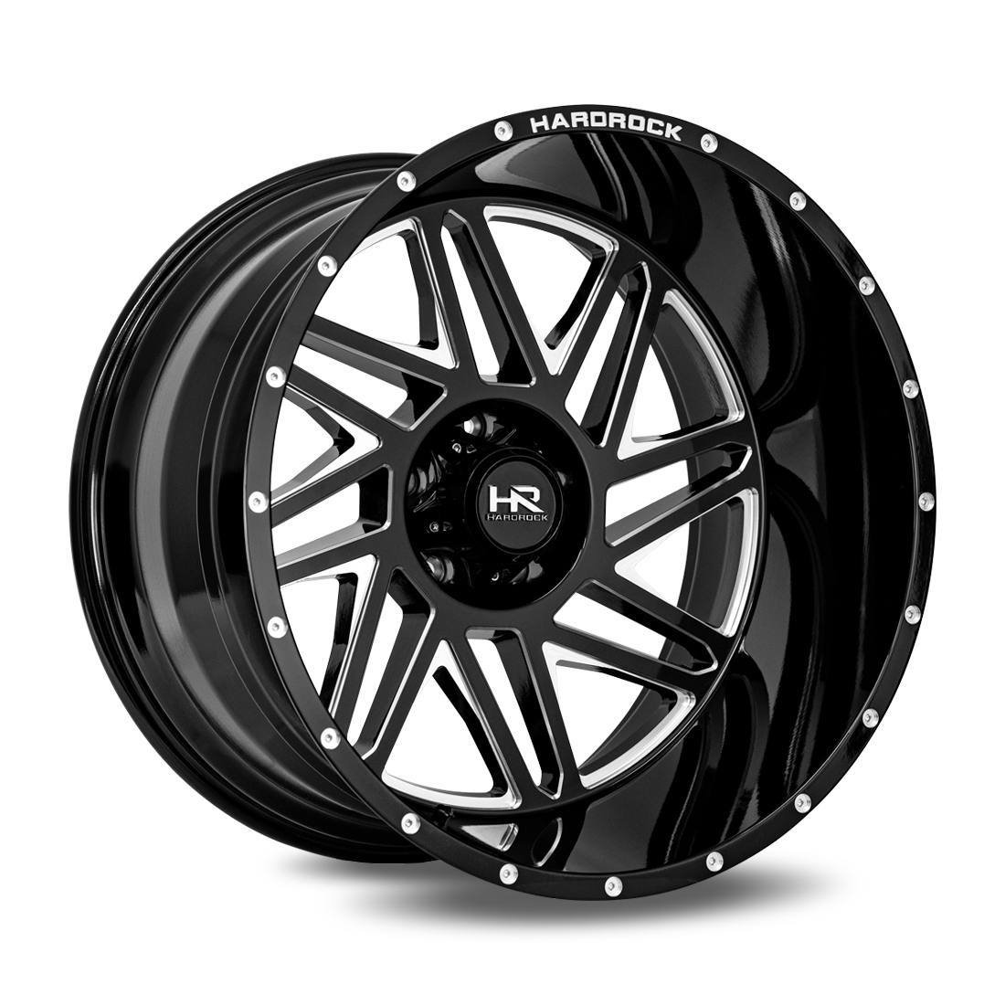 24x14 Hardrock H501 Bones Blk Milled Wheel 6x5.5 Bolt Pattern -76mm Offset