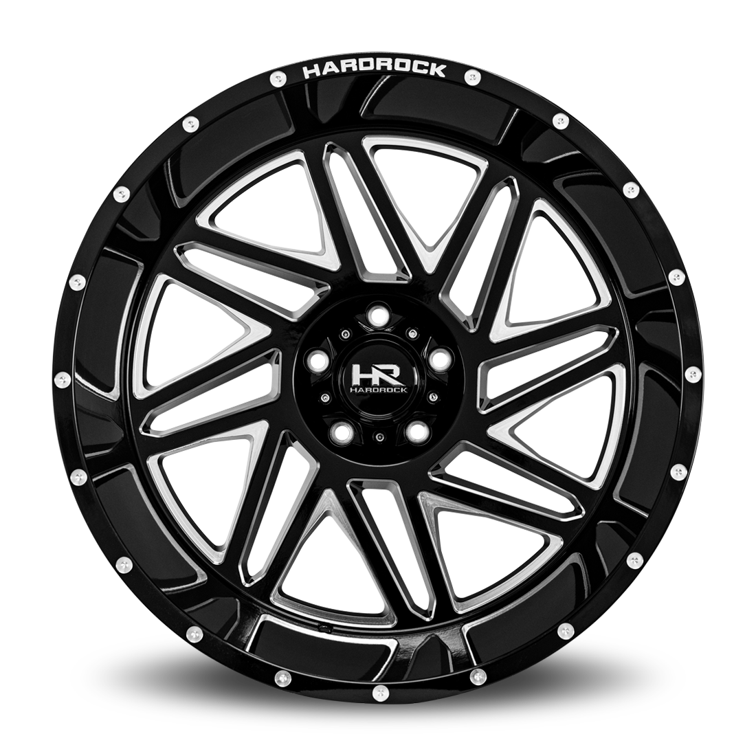 24x14 Hardrock H501 Bones Blk Milled Wheel 6x5.5 Bolt Pattern -76mm Offset