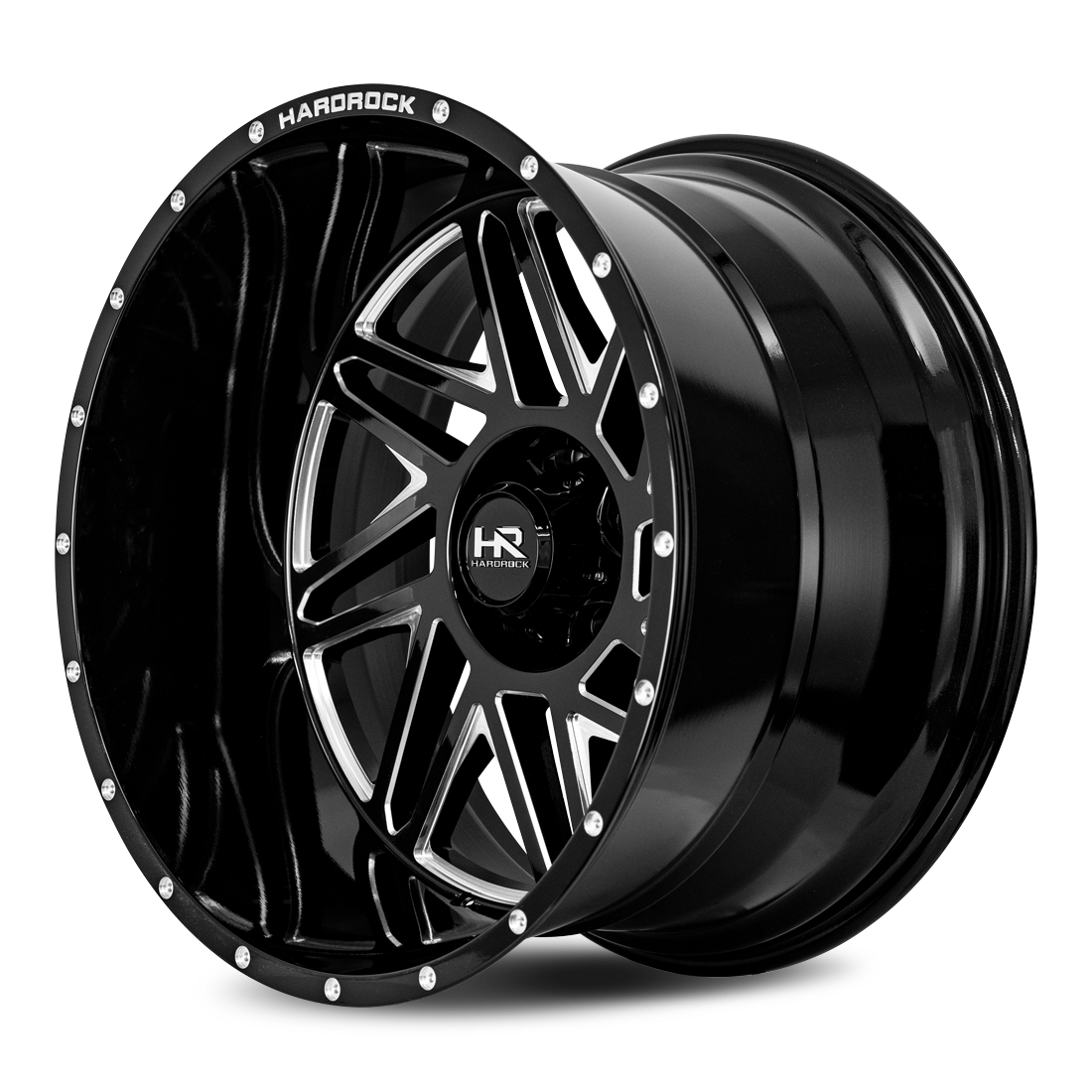 24x14 Hardrock H501 Bones Blk Milled Wheel 6x5.5 Bolt Pattern -76mm Offset