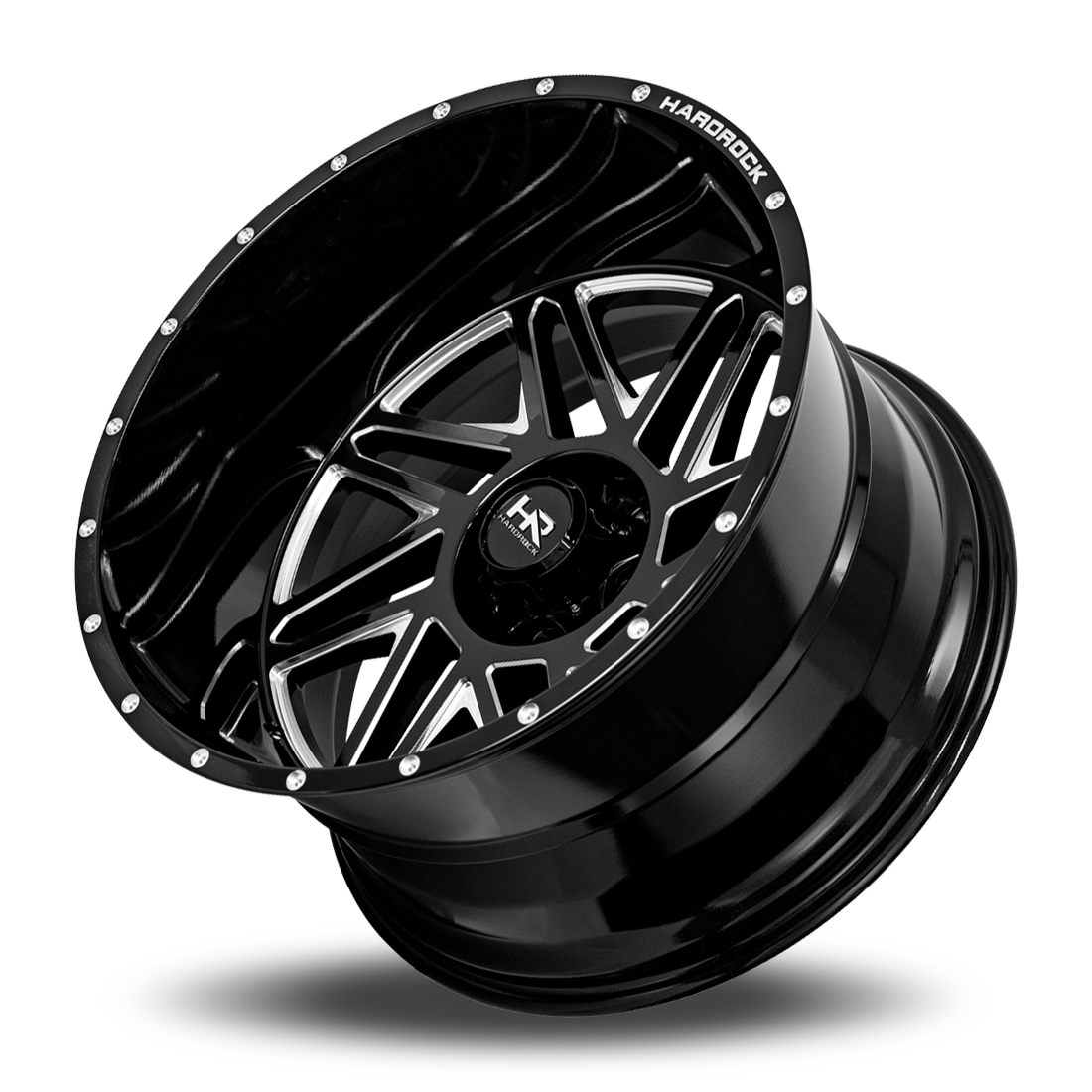 24x14 Hardrock H501 Bones Blk Milled Wheel 6x5.5 Bolt Pattern -76mm Offset