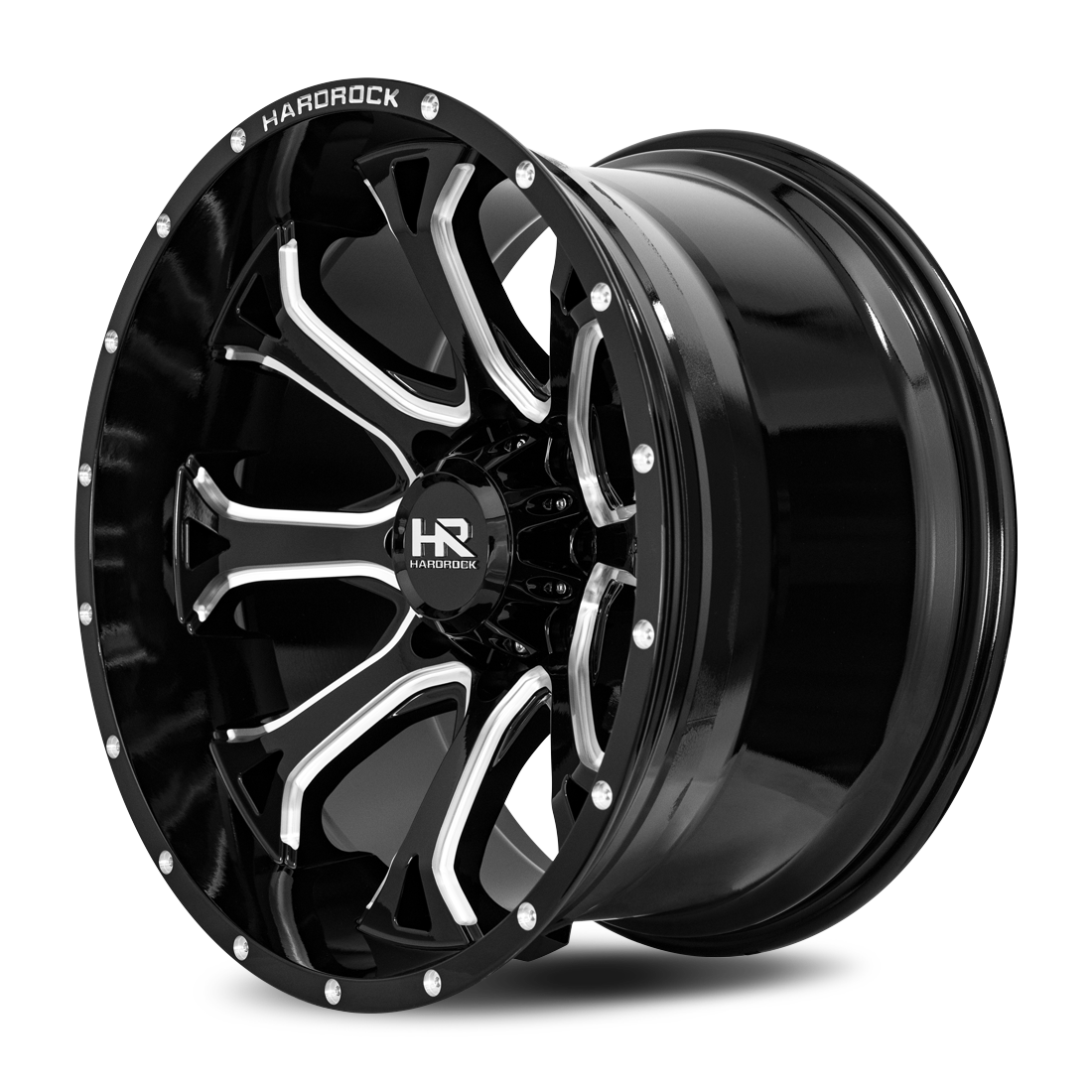 24x14 Hardrock H505 BloodShot Blk Milled Wheel 6x5.5 Bolt Pattern -76mm Offset