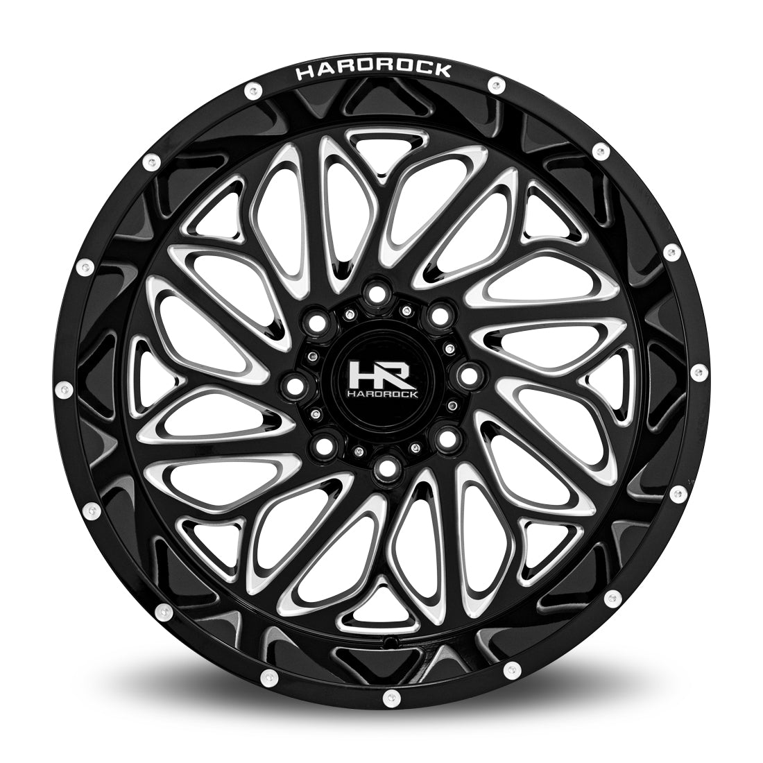 20x10 Hardrock H508 BlackTop Blk Milled Wheel 6x5.5 Bolt Pattern -19mm Offset