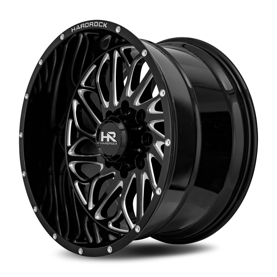 20x10 Hardrock H508 BlackTop Blk Milled Wheel 6x5.5 Bolt Pattern -19mm Offset