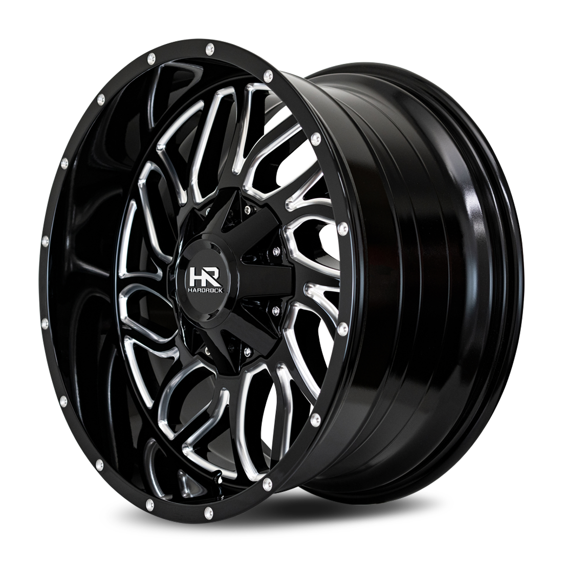 20x12 Hardrock H707 Destroyer Blk Milled Wheel 6x5.5 Bolt Pattern -51mm Offset