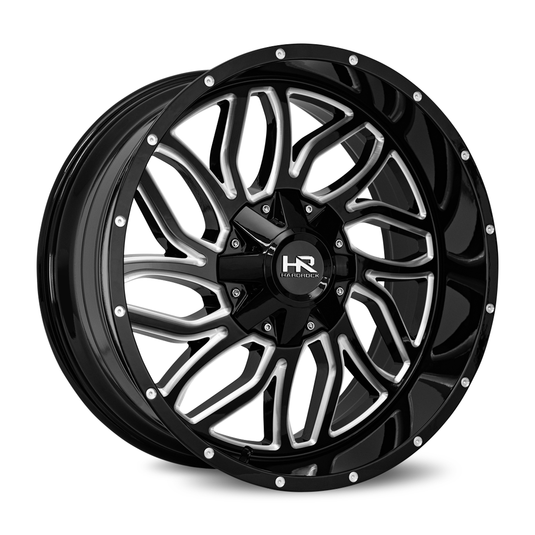 22x10 Hardrock H707 Destroyer Blk Milled Wheel 6x5.5 Bolt Pattern -25mm Offset