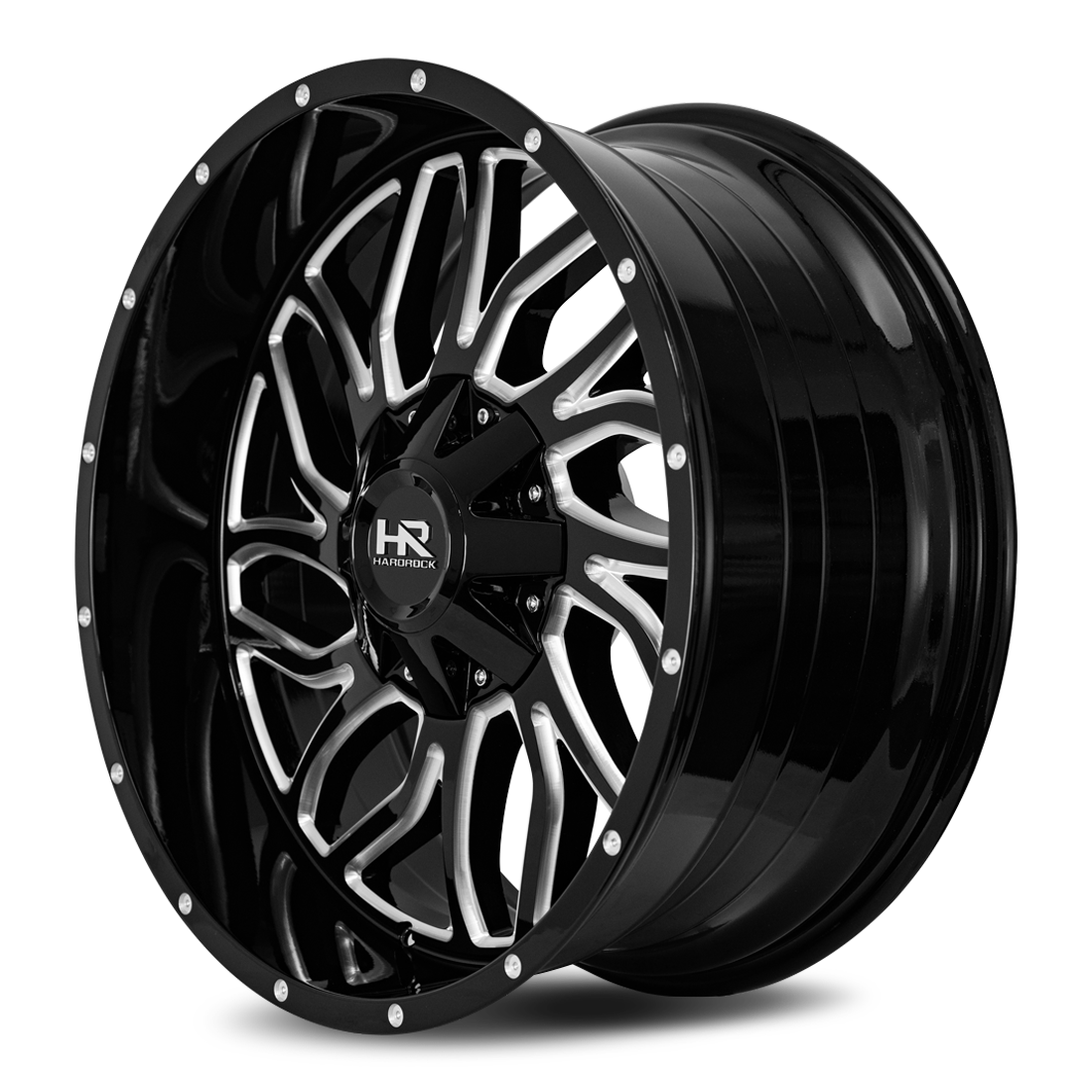 22x10 Hardrock H707 Destroyer Blk Milled Wheel 6x5.5 Bolt Pattern -25mm Offset