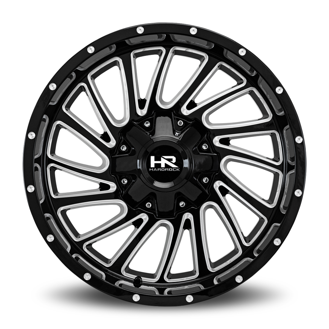 20x10 Hardrock H708 Overdrive Blk Milled Wheel 6x5.5 Bolt Pattern -19mm Offset