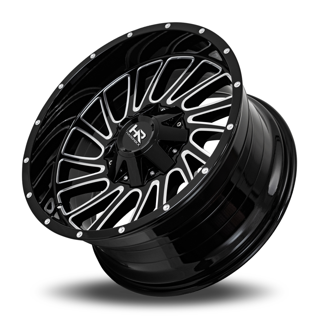 20x12 Hardrock H708 Overdrive Blk Milled Wheel 6x5.5 Bolt Pattern -51mm Offset