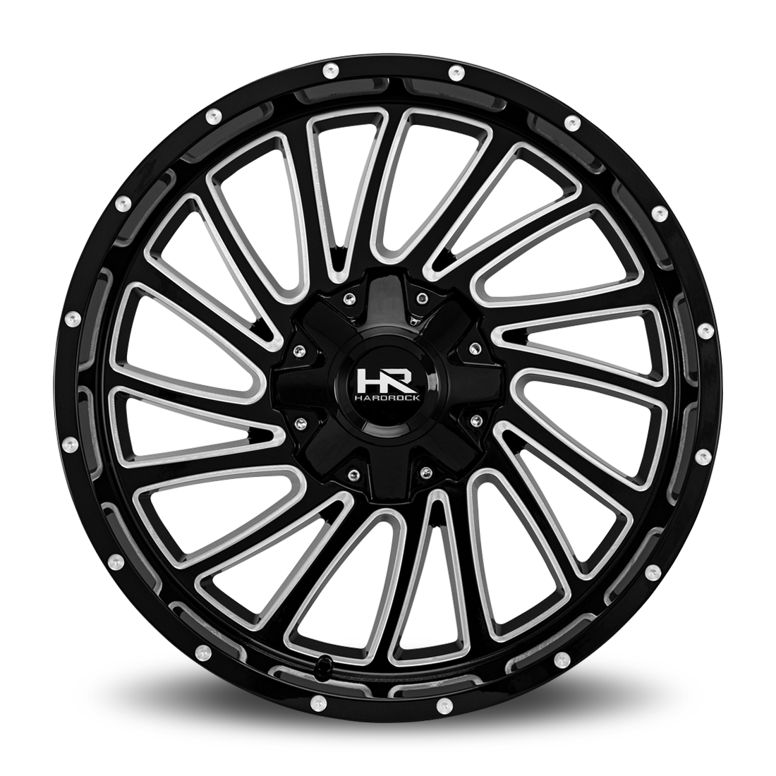 22x10 Hardrock H708 Overdrive Blk Milled Wheel 6x5.5 Bolt Pattern -25mm Offset